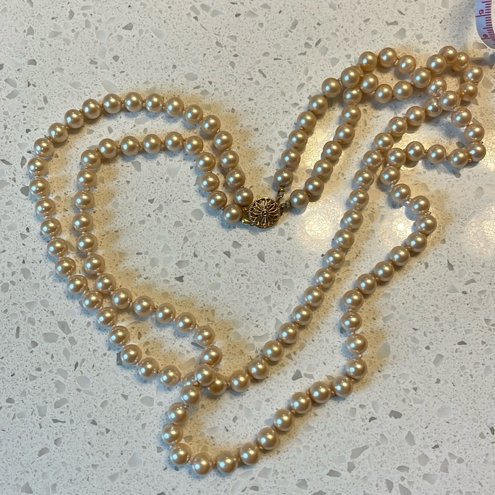 COPY - Vintage Gold Tone Pearl Beaded Double Strand Necklace
